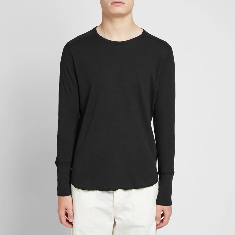 Wings + Horns 1×1 Crewneck Slub T-Shirt Long Sleeve Black Size Large